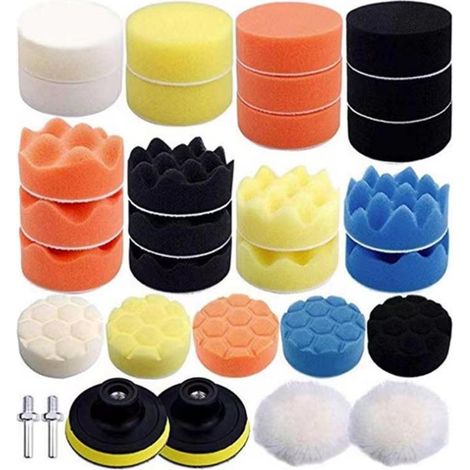 Ensemble de 31 éponges de polissage pour voiture, avec adaptateur pour foret M14 et disque de polissage pour polisseuse double action RO/DA
