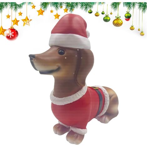 Statue de Teckel de Jardin Résine Teckel Mignon Décorations De Noël Figurines de Chien pour Comptoir, Entrée, Bibliothèque, Étagères, Table de Chevet, Table, Bureau, Chambre d'Enfant et de (1/5)