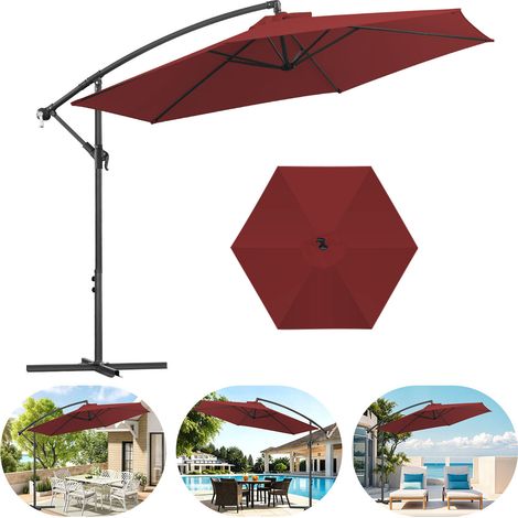 Jiubiaz Sonnenschirm 3m Rot – Klassischer Gartenschirm für Terrasse, Grillplatz & Outdoor-Bereich