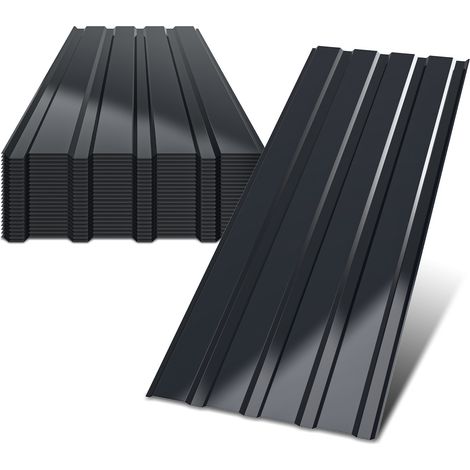 Jiubiaz 24x Wellblech Profilplatten 115 x 45 cm, bis 12 m², Anthrazit, für Gartenhaus, Lager und Geflügelstall (1/5)