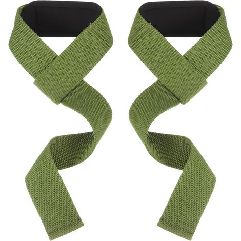 Lot de 2 sangles de poignet rembourrées avec poignet rembourré pour homme et femme - Pour haltérophilie, musculation, musculation, vert kaki (1/4)