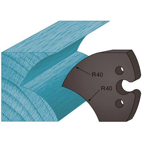 Jeu de 2 contre-fers profilés Ht. 48 x 5,3 mm jet d'eau A209 pour porte-outils de toupie - Diamwood