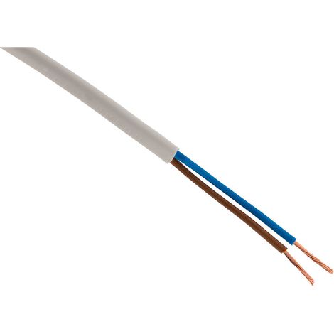 Zenitech – Câble d'alimentation électrique H03VVH2-F 2x0,75mm² blanc – Longueur 250m – Pour appareils électroménagers légers et outils électroportatifs
