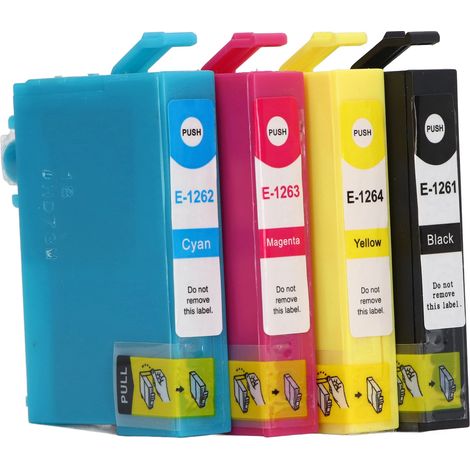 4-teilige Tintenpatronen T1261 T1262 T1263 T1264, PP-Kombipackung, druckerkompatibel, hochwertiger Ersatz. (1/5)