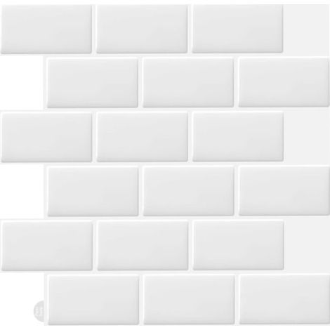 10 Stück weiße 3D-Klebe-Wandfliesenaufkleber für Küche und Badezimmer (30,5 x 30,5 cm)
