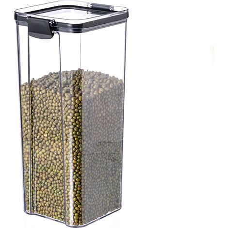 Boîte hermétique pour céréales, grains, aliments secs, thé, en plastique transparent de qualité alimentaire, 1800 ml (1/5)