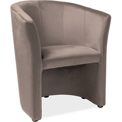 Fauteuil cabriolet velours beige foncé Tisso (1/2)