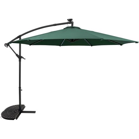 LED Cantilever Parasol 3m With Half Fan Base – Green (1/5)