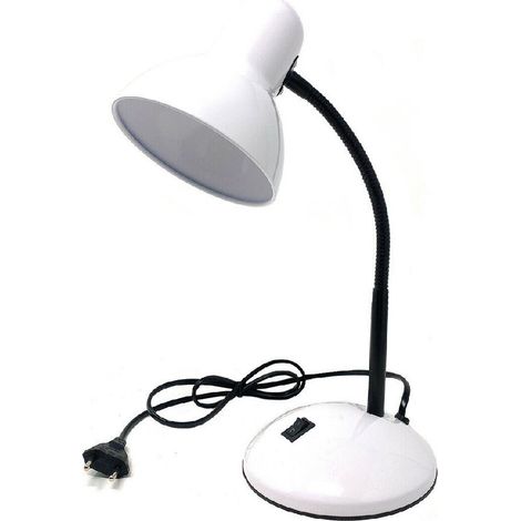 Trade Shop - SCHREIBTISCHLAMPE MIT FLEXIBLEM ARM LICHT TISCHLAMPE FÜR KINDERZIMMER FARBE - Weiß (1/2)