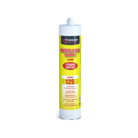 Mastic de fixation colle souple blanche 290 ml – Haute adhérence pour bois, métal, verre – Résistant à l'eau et aux UV – Orapi (1/2)