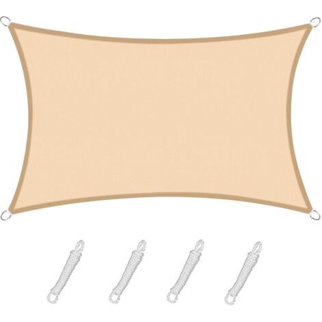 Voile d'ombrage Rectangulaire Carré 2x3 m Color Sable,Toile Imperméable Une Protection des Rayons UV à 95%, pour en Plein air, Jardin & terrasse, Piscine (1/5)