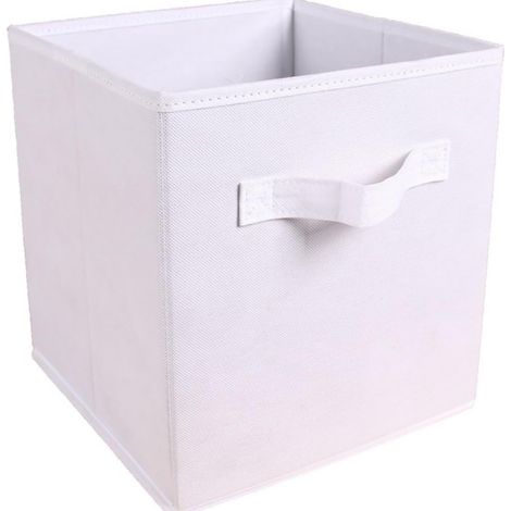 Caja de almacenamiento de tela plegable y organizador de cajones para armario y juguetes, multifuncional, color blanco. (1/4)