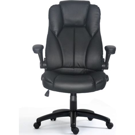 Sedia da ufficio ergonomica equipaggiamento colore nero rivestimento in PU di alta qualità design ergonomico (1/4)