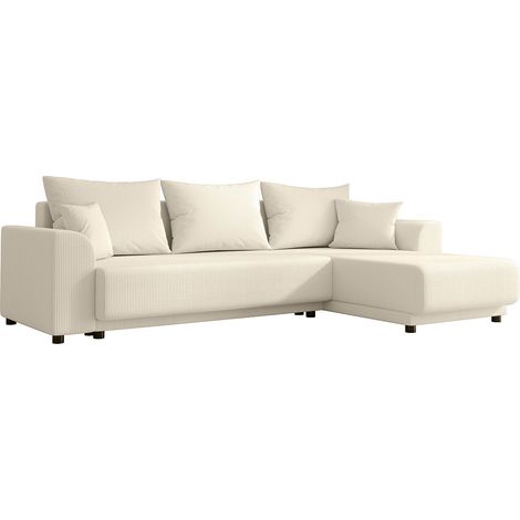 Divano letto angolare con angolo reversibile in Velluto a coste Beige - NESSARO