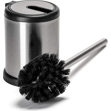 Croydex Automatic Closing Toilet Cleaning Brush and Holder, Black and Chrome (1/4)
