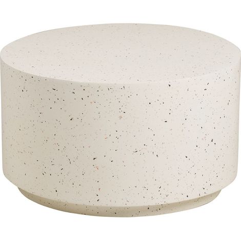 Table basse ronde en fibre d'argile blanche et aspect terrazzo - FIBRALYS (1/5)