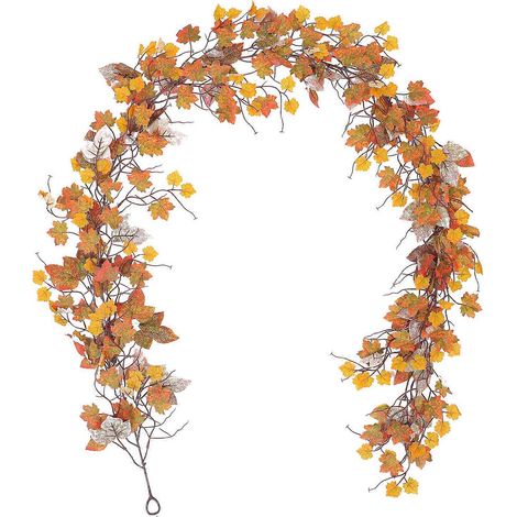 Décoration murale en rotin à feuilles d'érable orange (5 pièces) (1/5)