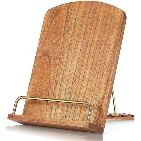 Support de livre de recettes pour comptoir de cuisine - Support de livre de recettes en bois réglable pour une utilisation pratique - Support pour tablette de recettes (1/5)