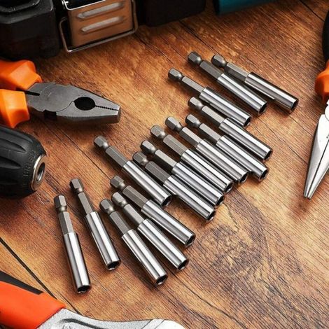 Lot de 10 porte-embouts magnétiques pour tournevis à percussion 60 mm hexagonal 6,35 mm pour perceuse électrique, tournevis électr (1/4)
