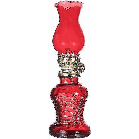 Lampe à pétrole rétro, lampe à huile en verre transparent, lanterne, lampe à pétrole de table réglable (1/5)