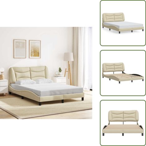 Cuscino testiera - vidaXL Giroletto senza Materasso Hvar Crema 140x190 cm in Tessuto - Letto Hvar