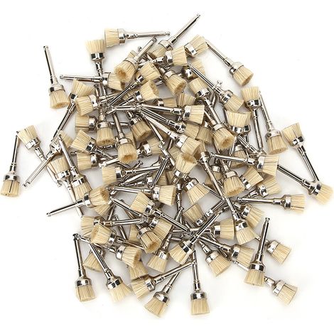 Lot de 100 Brosses à Polir Dentaire en Nylon, Outils de Nettoyage pour Prothèses avec Boîte de Rangement, Teinte Beige Claire (1/5)