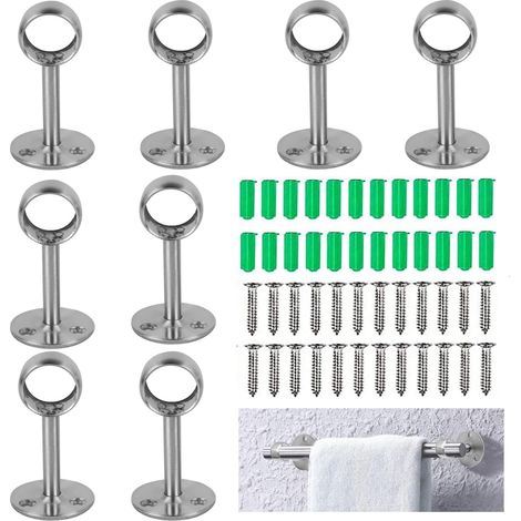 Gardinenstangenhalterung, 8 Stück, 19 mm, Gardinenstangenhalter, Kleiderstangenhalterungen, Deckenhalterungen für Decken- oder Wandflächen, geeignet für die Installation von Vorhängen