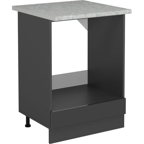 Herdumbauschrank R-Line, Anthrazit Hochglanz, 60 cm AP Marmor, Vicco