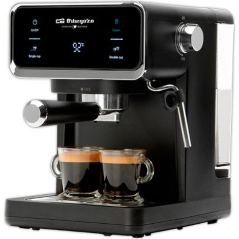 Orbegozo Expresso Kaffeemaschine EX 5300, Edelstahlfront, 20 bar de Druck, 950 W, 1 Liter Wassertank, schwarz