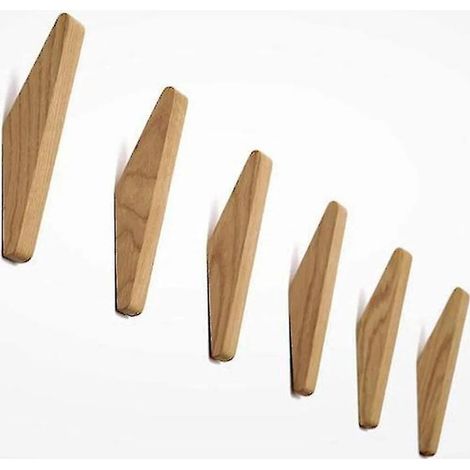 6 Vintage-Holzhaken, Tragkraft 5 kg, Wandhaken, Kleiderhaken, Mehrzweckhaken, Schlüsselhaken (6er-Set)
