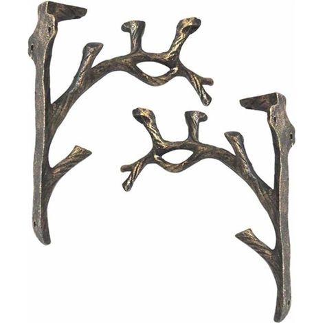 Supports d'étagère vintage en fer forgé – Lot de 2 – Imperméable et antirouille – Pour étagères murales et décoration intérieure (1/5)