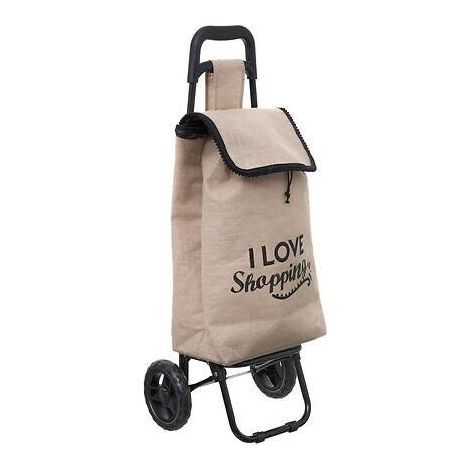 Carrello della spesa in juta naturale 33L con ruote in acciaio, juta e PVC