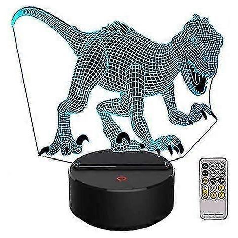 Veilleuse dinosaure 3D pour enfants, cadeau de Noël ou d'anniversaire, jouet Indoraptor, lampe illusion 3D LED, cadeau pour garçon, chambre, fête (1/5)