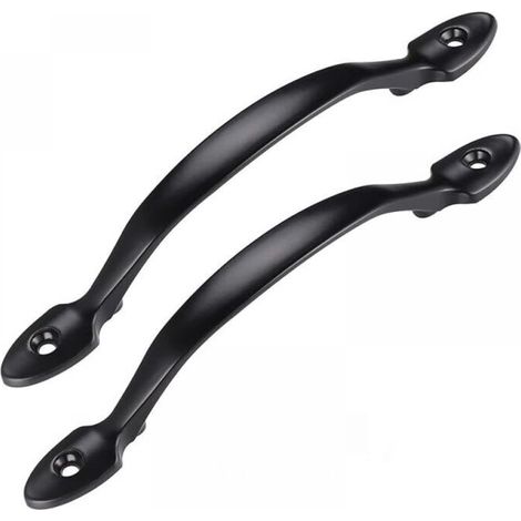 2Pcs Black Door Pull Handle with Screws, Stainless Steel Interior Door Handle, Cabinet Door Handle, Shed Handle, Garage Door Handle, Wooden Garden Gate (1/5)