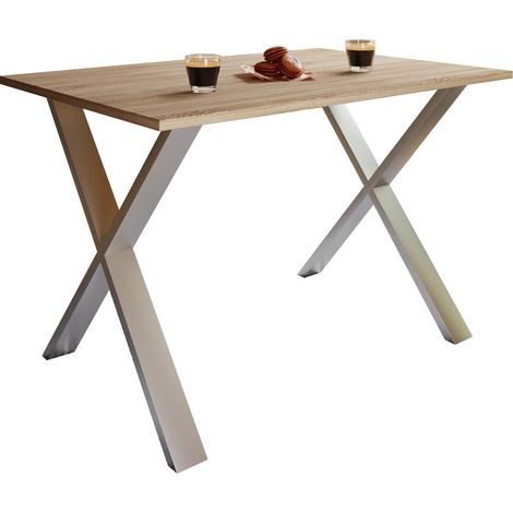 XonaX Esstisch 140x50cm Eiche dekor, silberfarben.