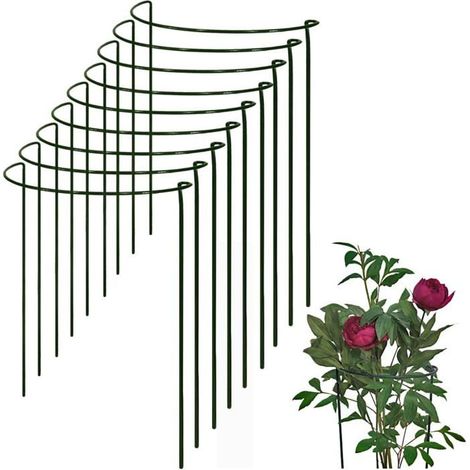 Lot de 9 Supports en arc pour pivoines, hortensias, roses, etc. - Supports de jardin en métal robuste 36x19 cm (1/4)