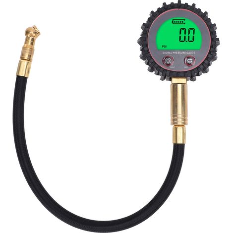 Manomètre numérique Toivize pour pneus, tuyau 395mm, écran LCD rétroéclairé, précision ±1%, 3-255 PSI, filetage 1/8" (1/5)