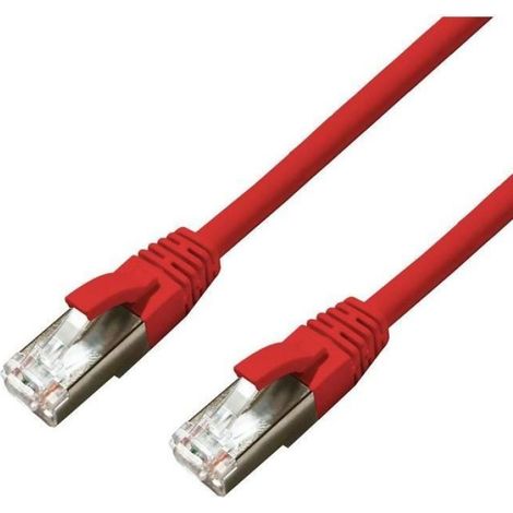 Câble Réseau Cat6a - S-FTP - RJ-45 Mâle/Mâle - 2 m - Rouge - LSZH - Protection Anticoupure (1/3)