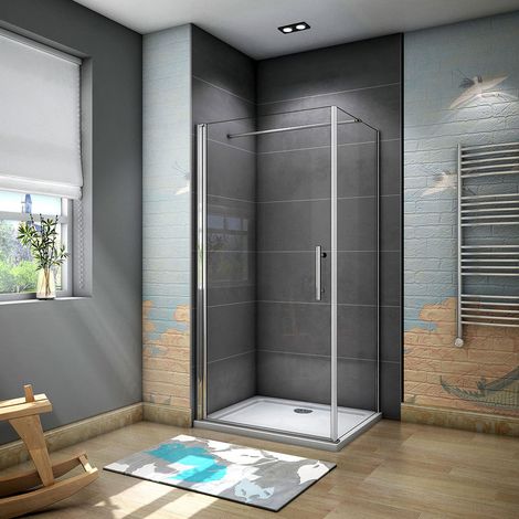 1850mm Height Frameless 700mm Pivot Shower Door Enclosure with 760mm side panel