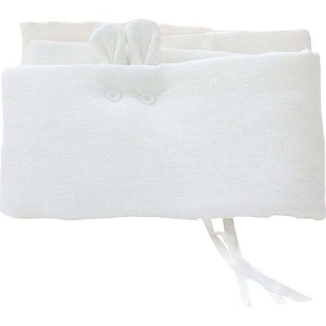 YMYNY 200cm Baby Bed Bumper for Newborns, Padded Pillow with Cute Bunny Ears (White)