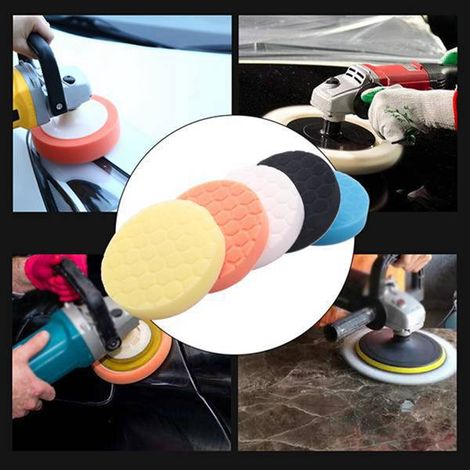 10 5-inch Car Polishing Pads Self-Adhesive Polishing and Waxing Kit Sponge Wheels Wool Wheels Flat Polishing Wheels (1/4)