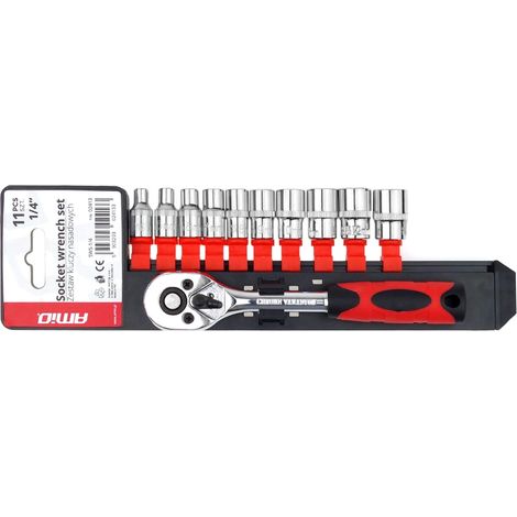 Juego de llaves de carraca de 11 piezas, 1/4" (4-13 mm) amio-02413