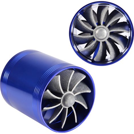 Turbocompresseur d'admission d'air pour voiture, turbocompresseur à double ventilateur, économie de carburant, turbo bleu (1/5)