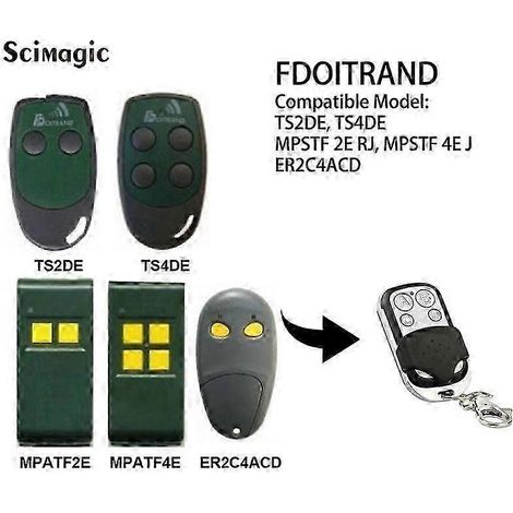 Télécommande de porte de garage à code fixe 433 MHz, clone FDOITRAND, modèle TS2DE/TS4DE/MPATF2E/MPATF4E/ER2C4ACD, haute qualité. (1/5)