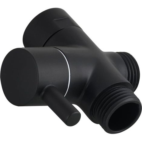 Robinetterie 3 voies en laiton, robinet d’arrêt fileté G 1/2″, pour flexible de douche et pommeau de douche, finition noire, modèle DSF007C