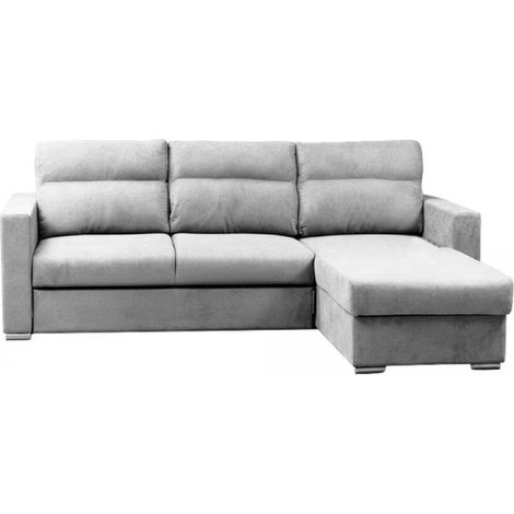 Divano con penisola Elba con letto estraibile e penisola contenitore reversibile in tessuto Neve 80 grigio chiaro