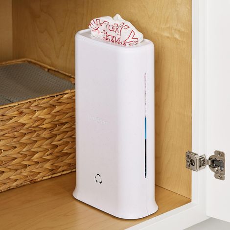 Distributeur de sacs en plastique peu encombrant pour armoire de cuisine ou garde-manger, taille unique, blanc moucheté (1/5)