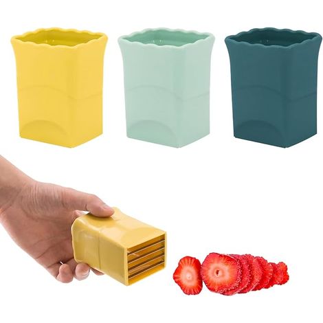 Coupe-fraises - Coupe-fruits en gobelet - Coupe-fruits en gobelet - CEHNCEH® Coupe-fruits portable - Nouveau mini coupe-fruits en gobelet 2024 - Coupe-fraises en acier inoxydable (3 pièces) (1/5)