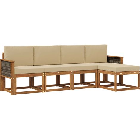 Outdoor-Sofagarnitur 5 pcs Natur und Beige Polyester vidaXL