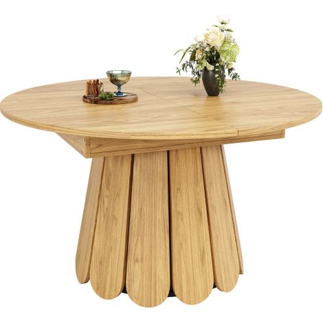 Table à manger extensible bois ronde ovale 118-158 cm 6 pers